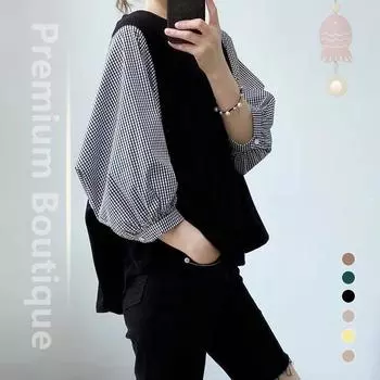 Рубашка в корейском стиле для женщин на весну и лето, летний топ с круглым вырезом и цветными блоками, свободный модный короткий рукав, чистый хлопок XL