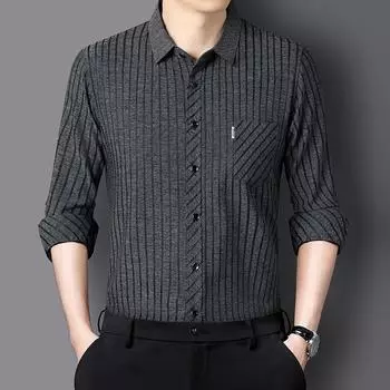 Рубашка в полоску для мужчин среднего возраста в деловом стиле M/175 recommended 90-57.5kg красный