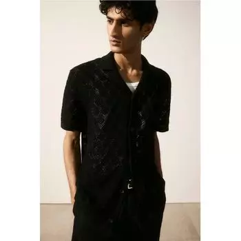 Рубашка в стиле крючком HM Regular Fit, черная