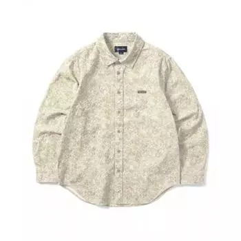 Рубашка вельветовая с цветочным принтом зеленая M