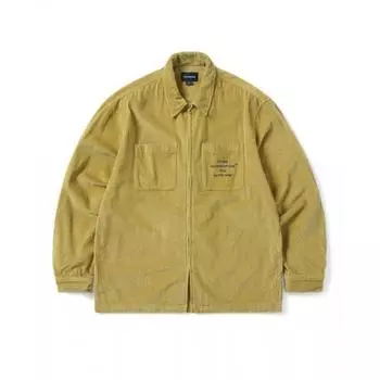 Рубашка вельветовая с широкими полосками, желтая S