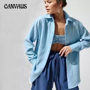 Рубашка весна-осень женская удобная свободная элегантная рубашка поло S белый