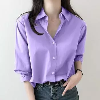 Рубашка весна-осень, женский кардиган, однотонный низ, верх, дизайн, Sense, длинная складка, длинный рукав, свободная рубашка, блузки и рубашки S розовый