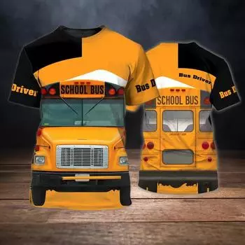 Рубашка водителя школьного автобуса, новая мужская футболка с 3D принтом, повседневная форма, летняя толстовка с круглым вырезом и короткими рукавами, унисекс, одежда в стиле Харадзюку 2XL