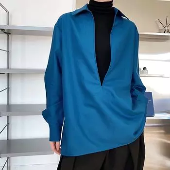 Рубашка женская осенняя с длинными рукавами и v-образным вырезом, однотонная рубашка в стиле ретро, женская свободная удобная куртка XXXL белый