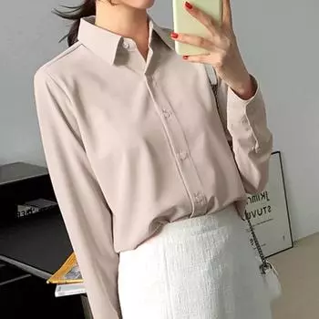 Рубашка женская весна осень однотонная базовая верхняя часть дизайн Sense Niche многослойная с длинными рукавами свободная рубашка блузки и рубашки S белый