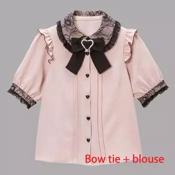 Рубашка + женские топы с бантом, японская рубашка в стиле Лолиты XS белый