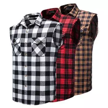 Рубашка, жилет, модный жилет без рукавов с 3D вырезом, повседневный жилет, мужской клетчатый жилет с принтом, топ, мужской жилет, мужская одежда M чёрный