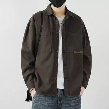 Рубашки для мужчин Весна и осень Тонкие рубашки с длинными рукавами в японском стиле в Гонконге Свободные кардиганы Куртки Универсальный повседневный тренд M