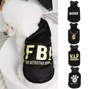 Рубашки для собак с буквенным принтом, летние футболки без рукавов с домашними животными, крутые рубашки для щенков, дышащая одежда для собак для маленьких домашних собак, кошек S 2