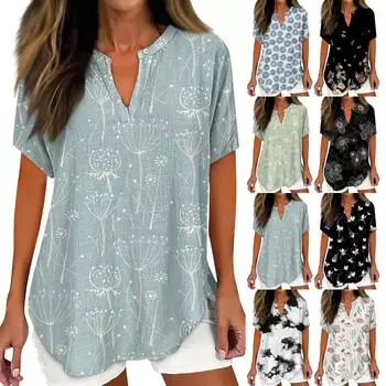 Рубашки для женщин, льняная рубашка на пуговицах, женские негабаритные женские топы, нарядные повседневные футболки с короткими рукавами для женщин, модные