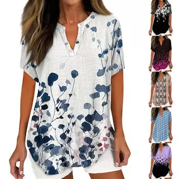 Рубашки для женщин, льняная рубашка на пуговицах, женские негабаритные женские топы, нарядные повседневные футболки с короткими рукавами для женщин, модные L чёрный