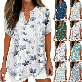 Рубашки для женщин, льняная рубашка на пуговицах, женские негабаритные женские топы, нарядные повседневные футболки с короткими рукавами для женщин, модные