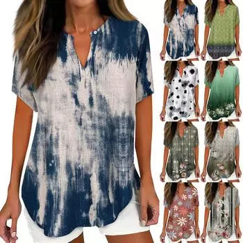 Рубашки для женщин, льняная рубашка на пуговицах, женские негабаритные женские топы, нарядные повседневные футболки с короткими рукавами для женщин, модные