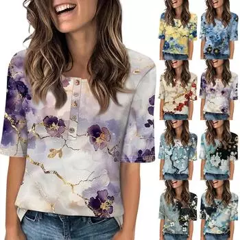 Рубашки для женщин, модные футболки с круглым вырезом, повседневные летние футболки с принтом, футболка, блузка, топы с короткими рукавами для женщин L чёрный