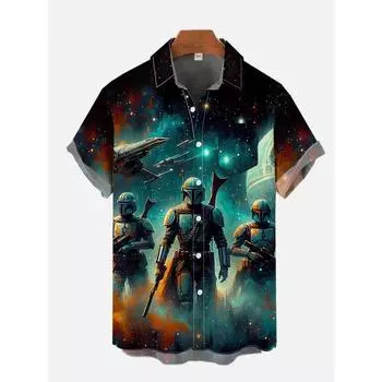 Рубашки Гавайи Мужские Новые Рубашки Звездные войны Мужская Женская Одежда Футболки Топы Футболки Мальчики Девочки Футболка с коротким рукавом с принтом Уокера S