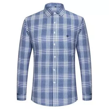 Рубашки из чистого хлопка в клетку для мужчин с длинным рукавом и логотипом, качественная официальная деловая мужская рубашка 39