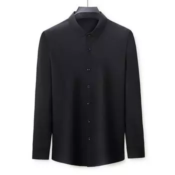 Рубашки из утолщенного бархата с длинными рукавами для мужчин. Осень. Новые деловые повседневные однотонные рубашки для людей среднего и пожилого возраста. Мужские топы. M