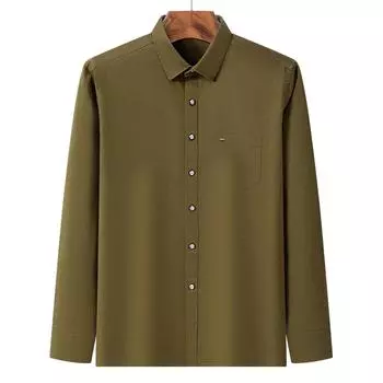 Рубашки мужские повседневные из чистого хлопка с логотипом, с длинным рукавом, весна-осень, однотонные, деловые, мужские рубашки, не требующие глажки 38