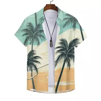 Рубашки Palm для мужчин 3D винтажная мода печатная гавайская рубашка рокабилли с коротким рукавом топы уличная одежда для улицы S