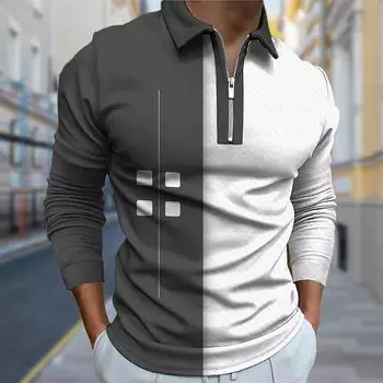 Рубашки поло мужские с длинным рукавом 4 пуговицы с принтом новая мужская рубашка поло с длинным рукавом на молнии футболка топ XS синий