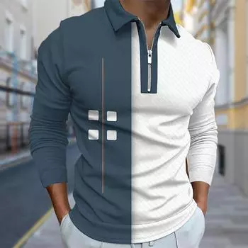 Рубашки поло мужские с длинным рукавом 4 пуговицы с принтом новая мужская рубашка поло с длинным рукавом на молнии футболка топ XS белый