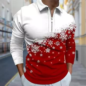 Рубашки поло мужские с длинным рукавом и принтом снежинок, новые мужские рубашки поло с длинным рукавом, футболка на молнии, топ XS синий