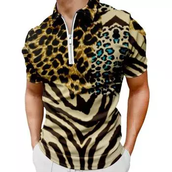 Рубашки-поло на молнии с 3d принтом льва, мужская спортивная одежда, футболка с животным узором, летние поло с короткими рукавами, топ для мужчин S