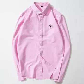 Рубашки с длинным рукавом для мужчин, 100% хлопок, Оксфорд, мужская одежда, осенне-зимний топ, блузка, деловые повседневные рубашки, корейская мода 46 белый