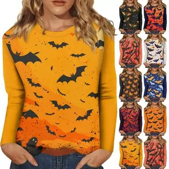 Рубашки с длинным рукавом для женщин, футболки с принтом, блузки, повседневные базовые топы больших размеров, пуловеры S шафрановый