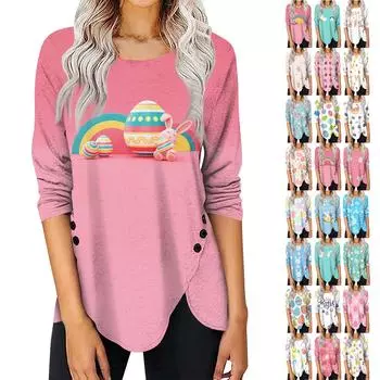 Рубашки с длинным рукавом для женщин, футболки с принтом, блузки, повседневные топы на пуговицах нестандартной формы, пуловер L бежевый