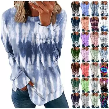 Рубашки с длинным рукавом для женщин, милые футболки с графическим принтом, блузки, повседневные базовые топы больших размеров, пуловеры M