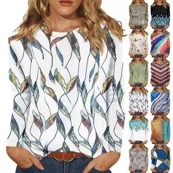 Рубашки с длинным рукавом для женщин, милые футболки с графическим принтом, блузки, повседневные базовые топы больших размеров, пуловеры XXL бежевый