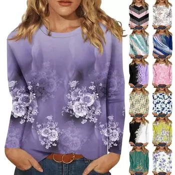Рубашки с длинным рукавом для женщин, милые футболки с графическим принтом, блузки, повседневные базовые топы больших размеров, пуловеры L бежевый