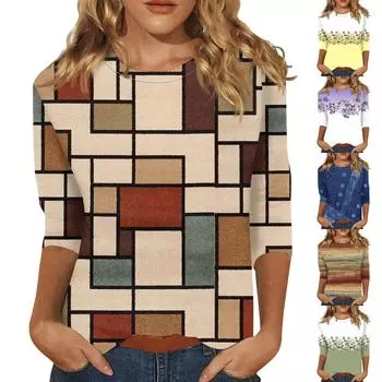 Рубашки с длинным рукавом для женщин Милые топы Футболки с рисунком Блузки Большие размеры Базовые топы Пуловеры Топы для женщин Женские топы и блузки S