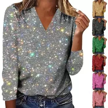 Рубашки с длинным рукавом для женщин Милые топы Футболки с рисунком Блузки Повседневные топы больших размеров Базовые топы Пуловеры XXXL