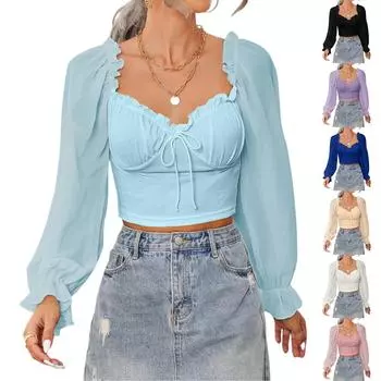 Рубашки с длинным рукавом для женщин, милые футболки с графическим принтом, блузки, повседневные базовые топы больших размеров, пуловеры L бежевый