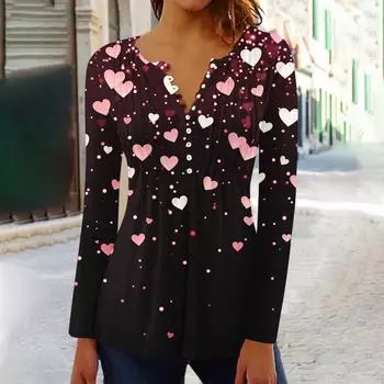 Рубашки с длинным рукавом для женщин, модные осенние нарядные повседневные блузки, модные плиссированные туники, топы для леггинсов Love L чёрный