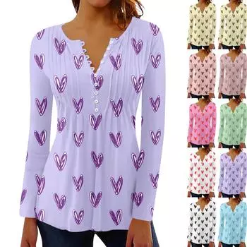 Рубашки с длинным рукавом для женщин, модные осенние нарядные повседневные блузки, модные плиссированные туники, топы для леггинсов Love XL красный