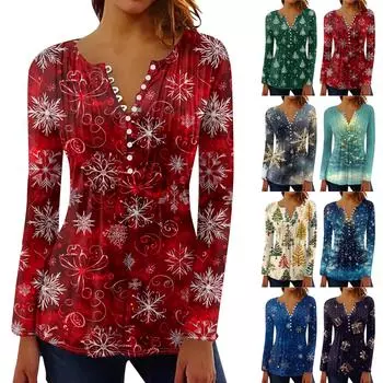 Рубашки с длинным рукавом для женщин, осенняя мода, нарядные повседневные блузки, модные плиссированные туники, топы для леггинсов, Рождество XXXL