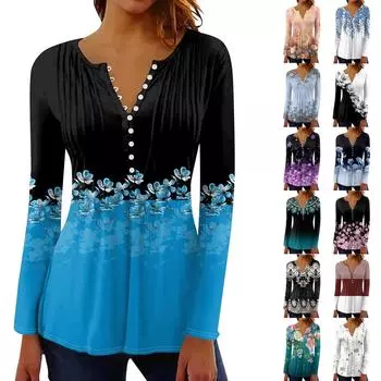 Рубашки с длинным рукавом для женщин, осенняя мода, нарядные повседневные блузки, модные плиссированные туники, топы для леггинсов L оранжевый