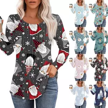 Рубашки с длинным рукавом для женщин, топы, нарядные повседневные блузки, плиссированные топы-туники с круглым вырезом S