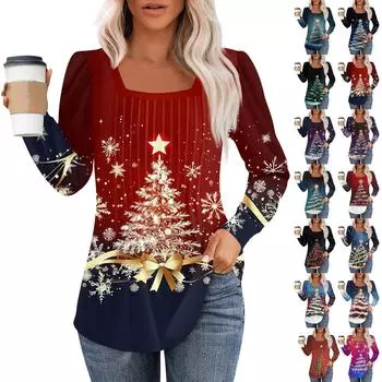 Рубашки с длинным рукавом для женщин, топы, нарядные повседневные блузки, плиссированные туники с квадратным вырезом S