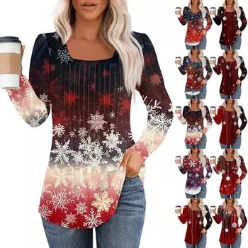 Рубашки с длинным рукавом для женщин, топы, нарядные повседневные блузки, плиссированные туники с квадратным вырезом XXXL синий