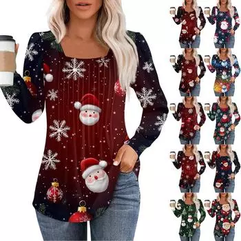 Рубашки с длинным рукавом для женщин, топы, нарядные повседневные блузки, плиссированные туники с квадратным вырезом XL