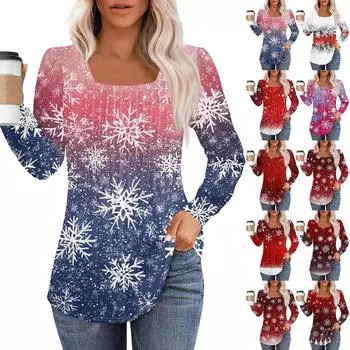 Рубашки с длинным рукавом для женщин, топы, нарядные повседневные блузки, плиссированные туники с квадратным вырезом XXXL синий