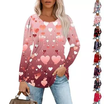 Рубашки с длинным рукавом для женщин, топы, нарядные повседневные блузки, плиссированные топы-туники с круглым вырезом L чёрный