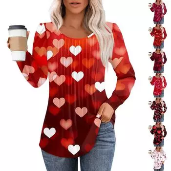 Рубашки с длинным рукавом для женщин, топы, нарядные повседневные блузки, плиссированные топы-туники с круглым вырезом L чёрный