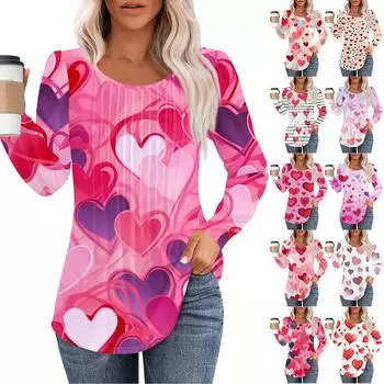 Рубашки с длинным рукавом для женщин, топы, нарядные повседневные блузки, плиссированные топы-туники с круглым вырезом XL красный