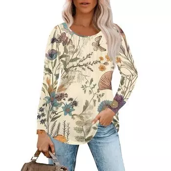 Рубашки с длинным рукавом для женщин, топы, нарядные повседневные блузки, плиссированные топы-туники с круглым вырезом S белый